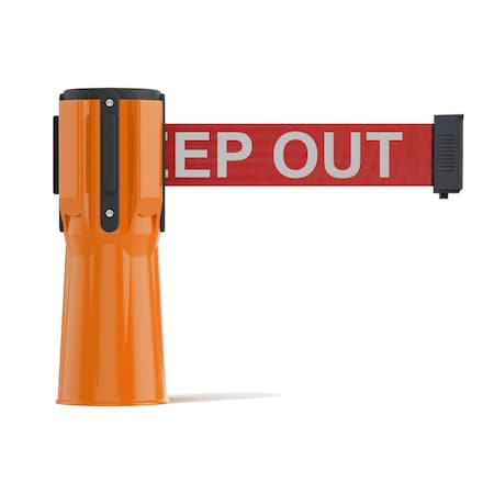 Retractable Belt Barrier Cone Mount Orange Case 9ft. RDang..Belt